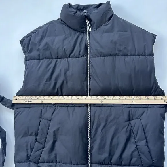 MANGO Padded Waistcoat Puffer Vest With Belt Black XS Waist Tie Oversize - Picture 9 of 9